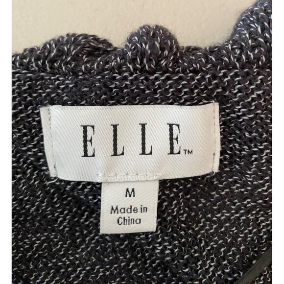 Elle Ruffled Open Front Cardigan Sweater Black & White Accent Medium - Picture 3 of 10